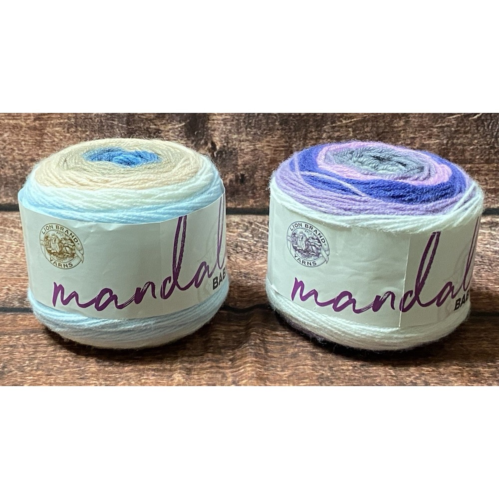 Lion Brand Yarns Mandala Baby 3-Light 5.3 oz/590 yards Lot Of 2 (204BA & 210AC)
